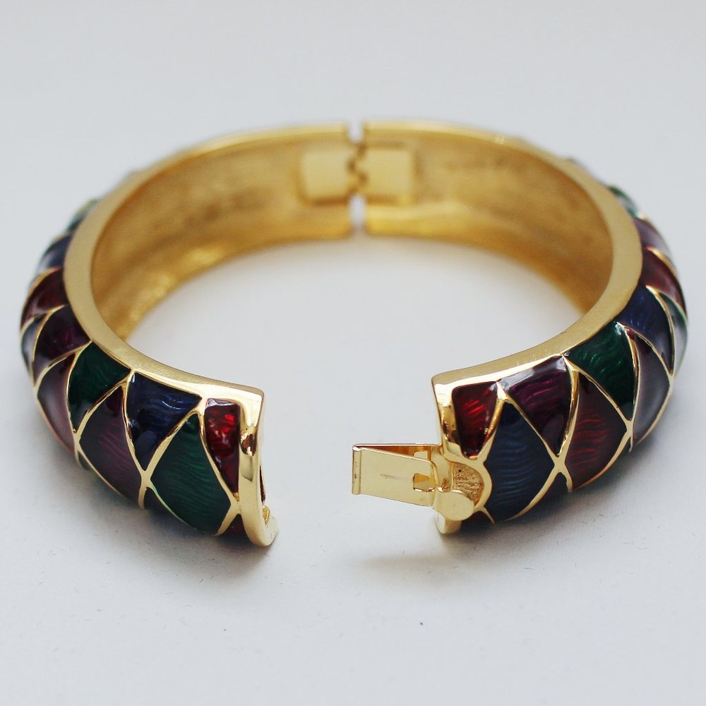 Joan Rivers Triangle Pattern Enamel Bracelet - image 2